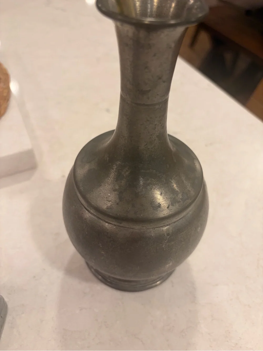 Antique-pewter Metal Vase in Aged Silver